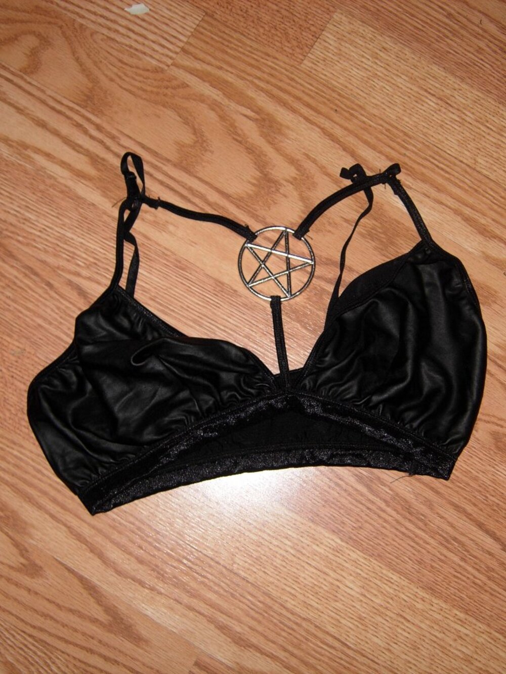 Spencers Black Pentagram Goth Rave Bra L/XL